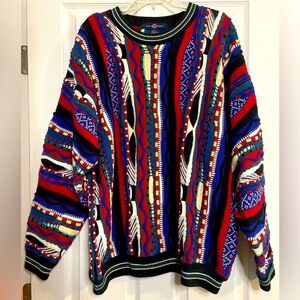VINTAGE Cotton Traders 3D Knit Coogi Style Cosby Pullover Baggy Sweater Size XL